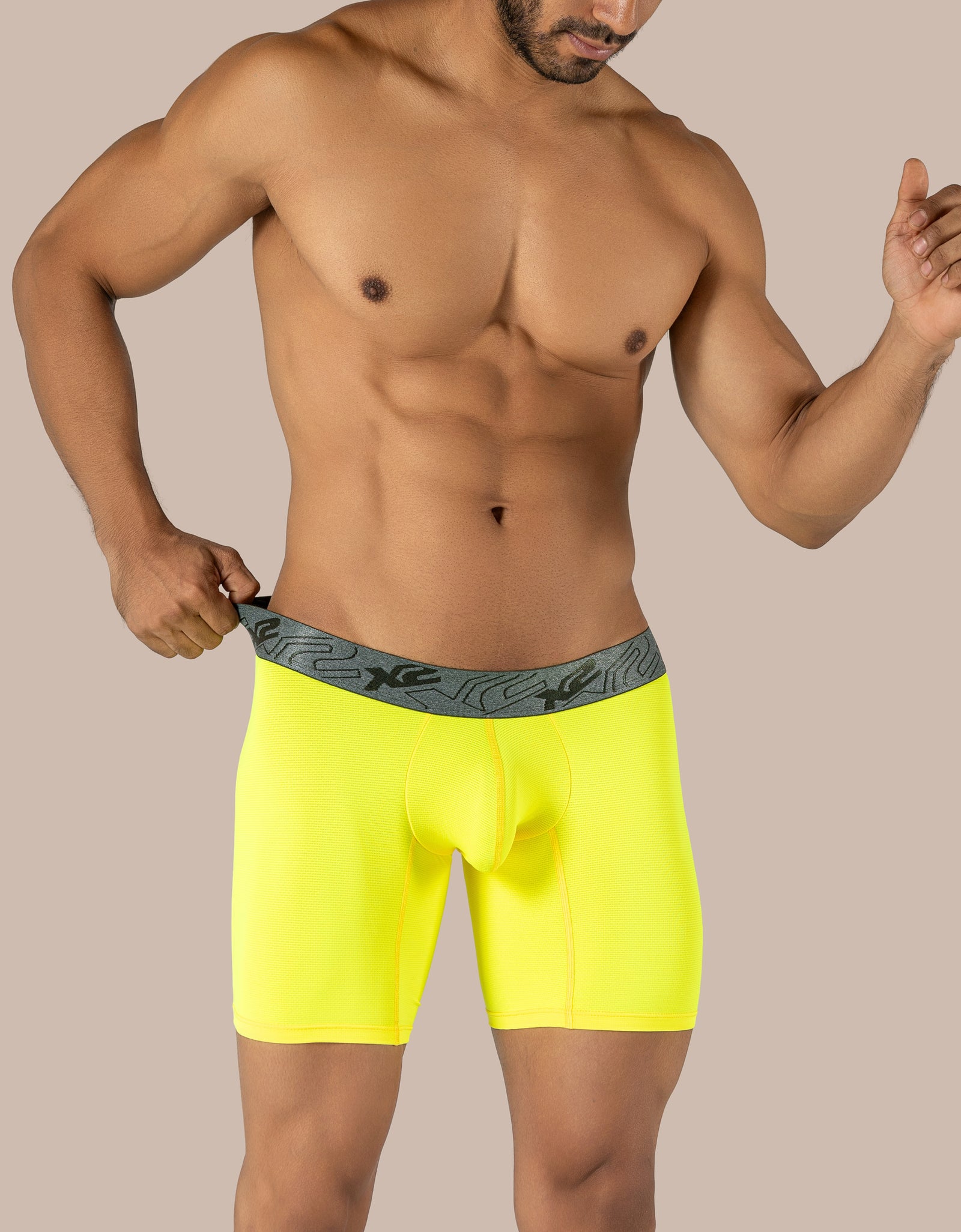Yellow Nylon Mid Boxer
