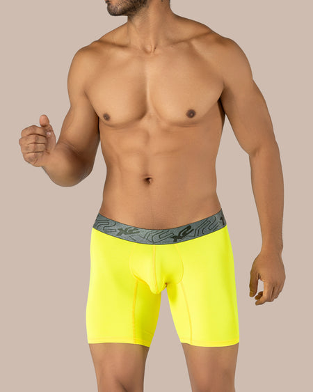 Yellow Nylon Mid Boxer