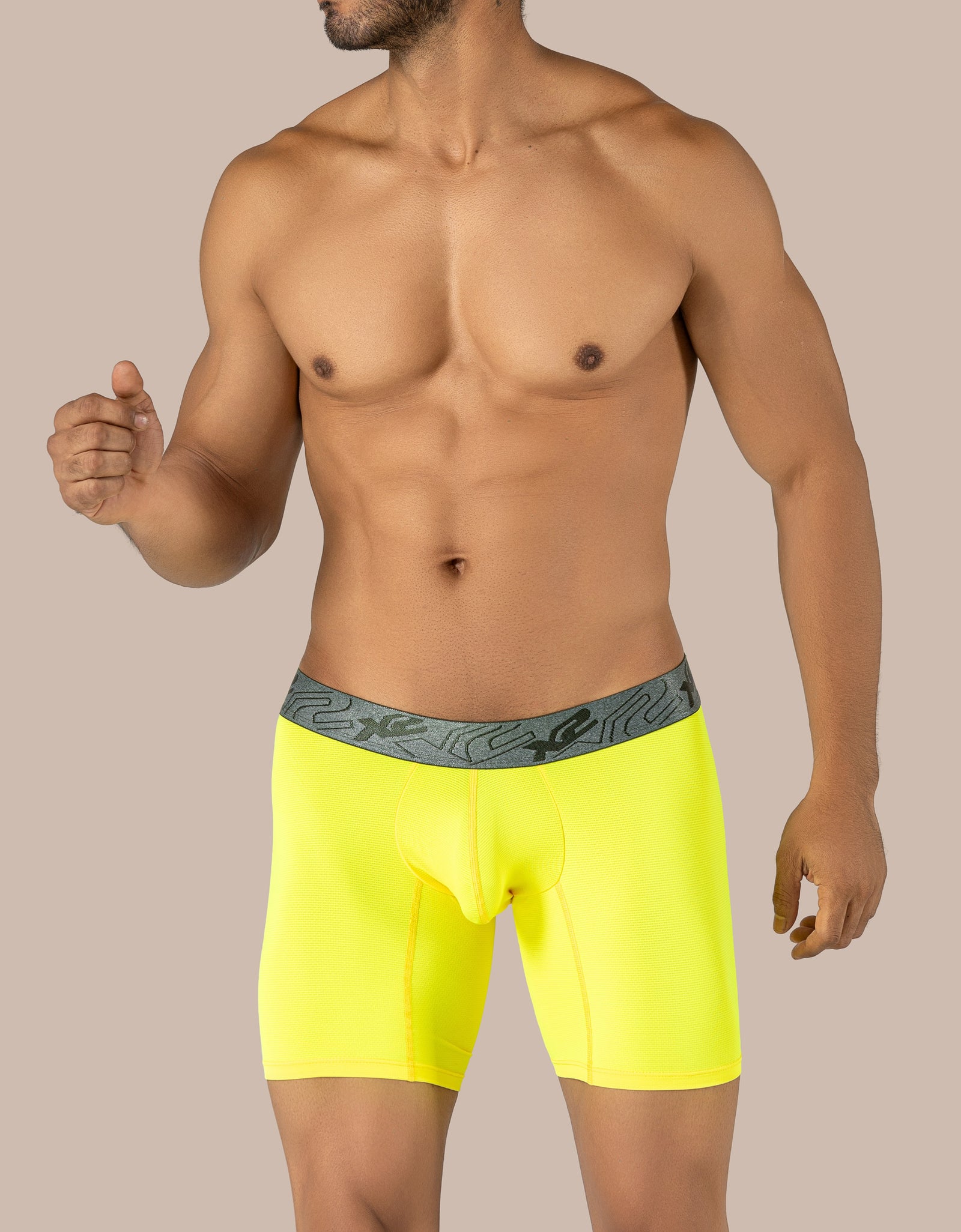 Yellow Nylon Mid Boxer