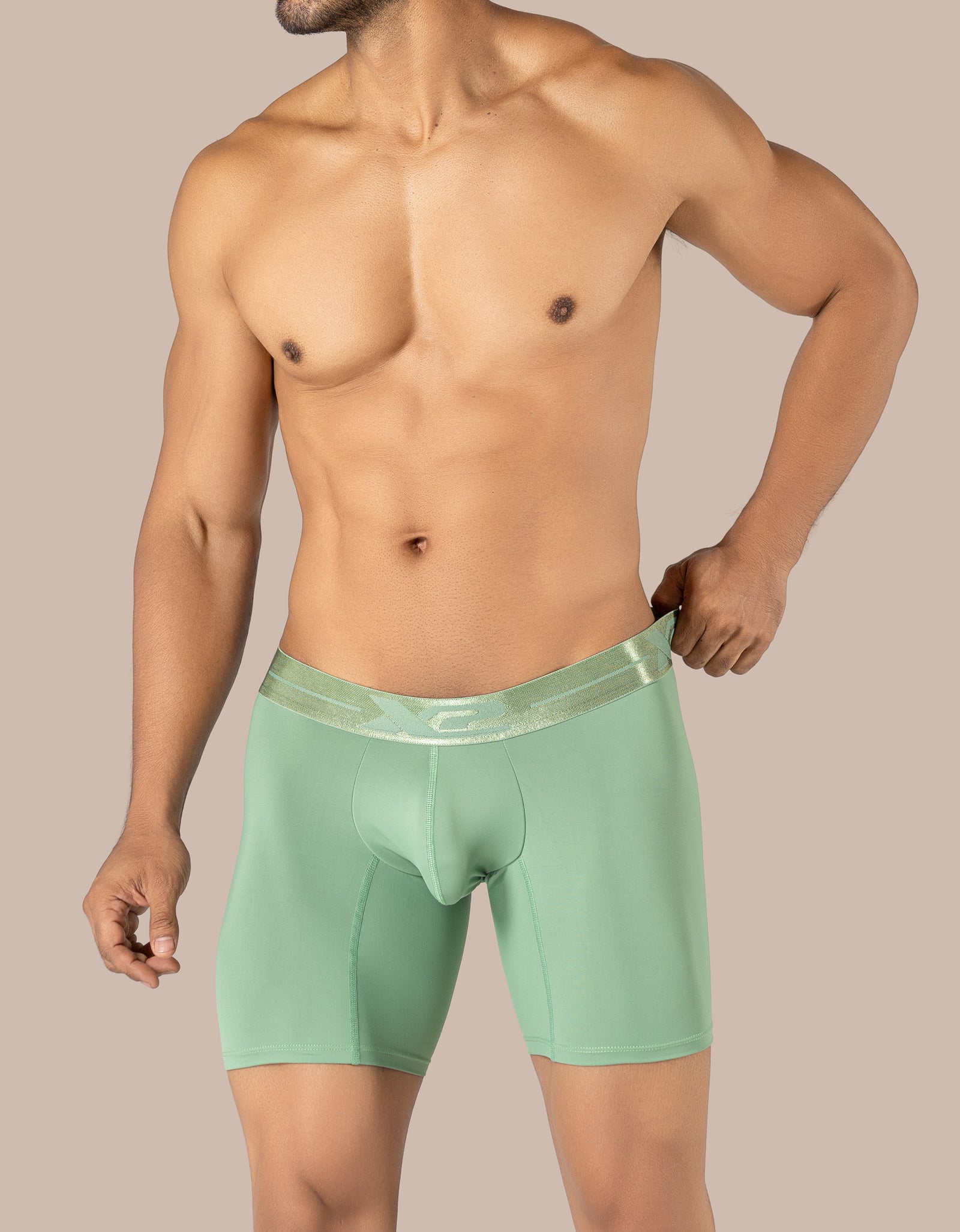 Monumental Green Nylon Mid Boxer