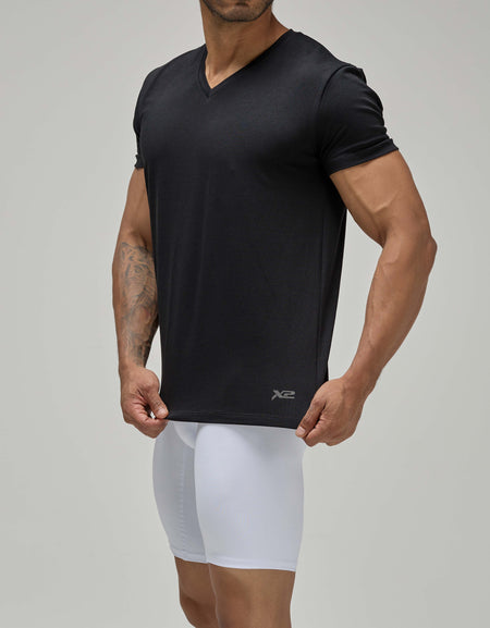 Camiseta Cuello V Negra